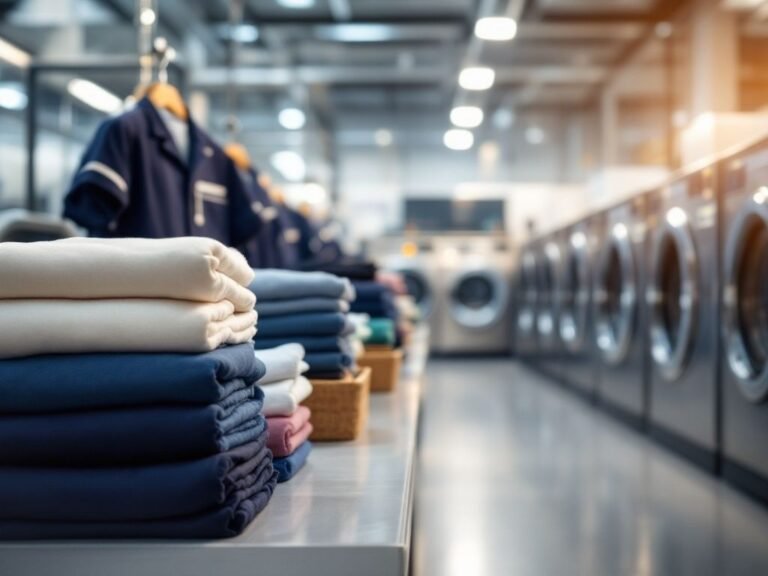 Folded pressed shirts at a professional laundry — luxury dry cleaning Sydney CBD