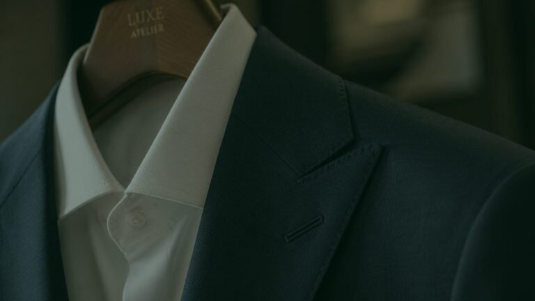Navy suit and crisp white shirt on a Luxe hanger — express and same-day dry cleaning Sydney