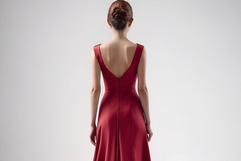 Red satin formal gown — formal dress dry cleaning Sydney